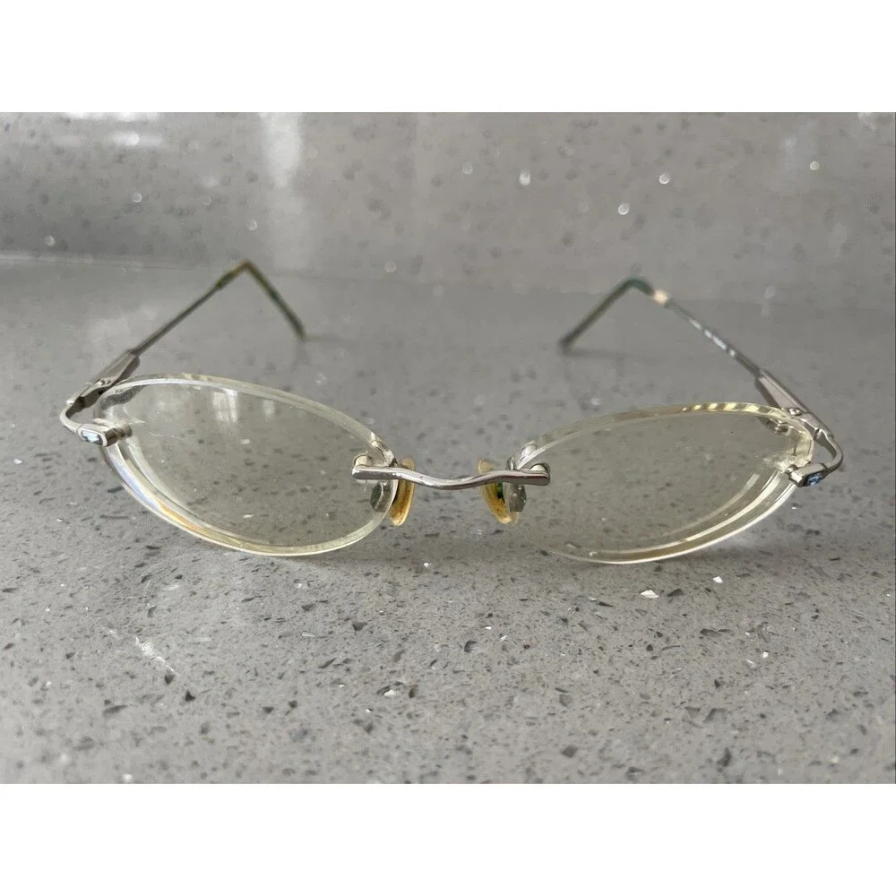 Marchon Eyeglasses Frames ONLY Tres Jolie 42 Shiny Palladium Rimless 50-18-130